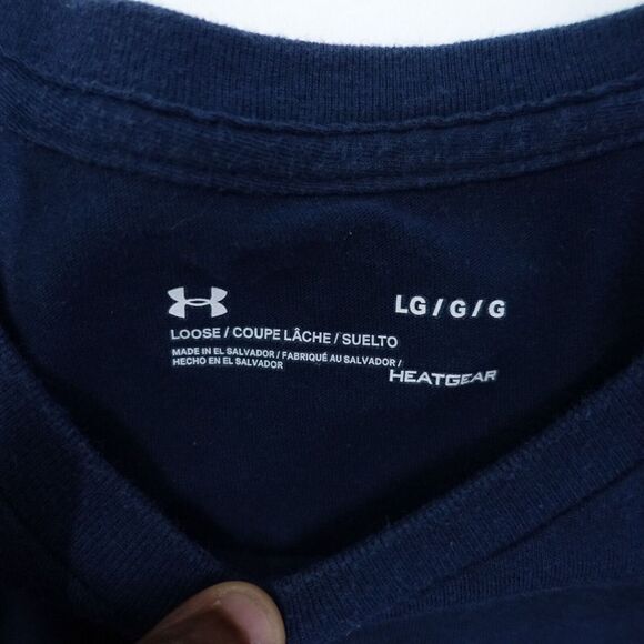 Under Armour T-Shirt Men's Large Blue Loose Heatgear Crew Neck Freedom Logo Tee - Picture 3 of 7